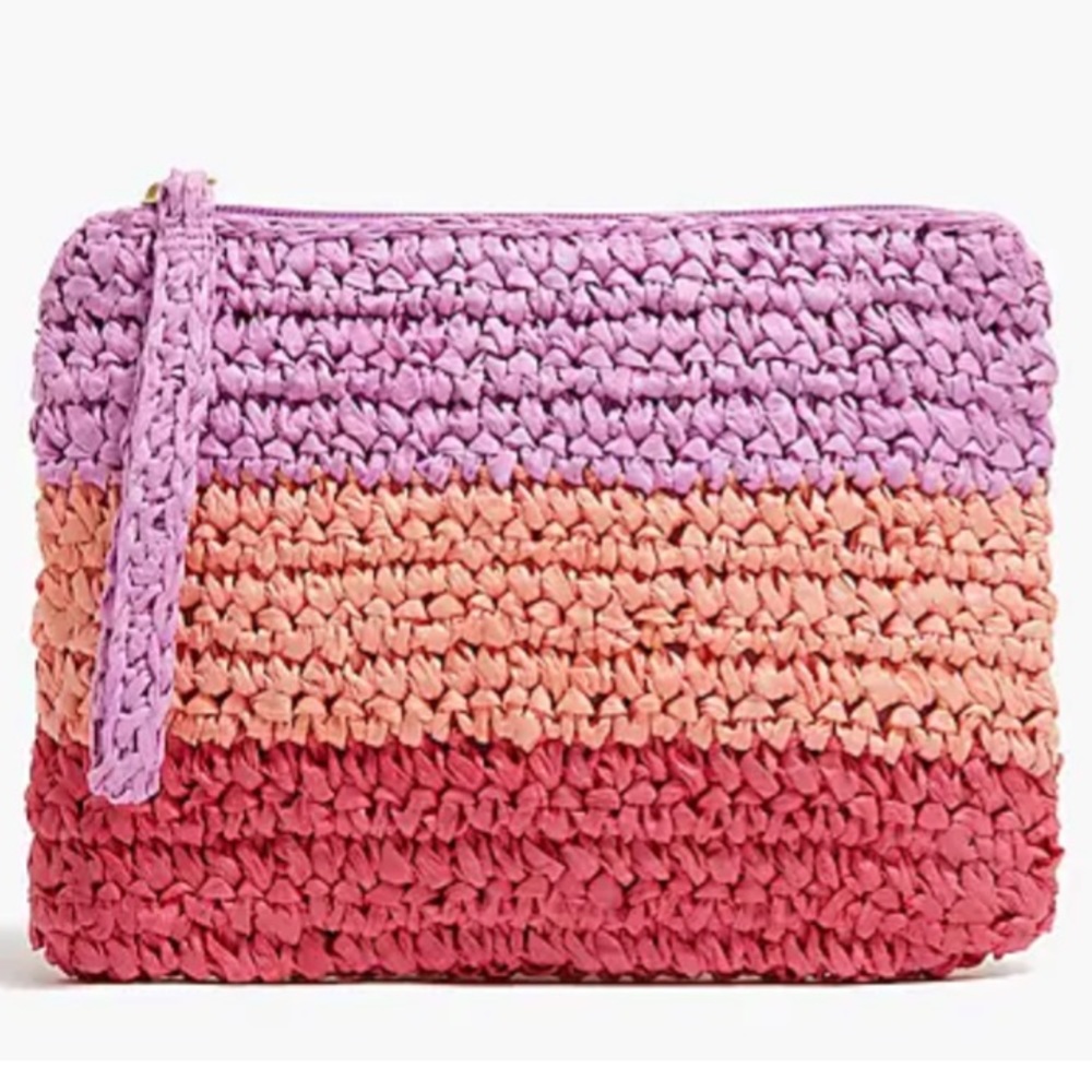 J. Crew Striped Straw Wristlet